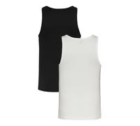 Tanktop TOMMY JEANS "TJM XSLIM 2PCK RIB TANK EXT", Herren, Gr. XXL, beige (ecru, schwarz), Single Jersey, Obermaterial: 100% Baumwolle, slim fit, tiefer Rundhals, Tops Tanktop, mit gerippter Struktur