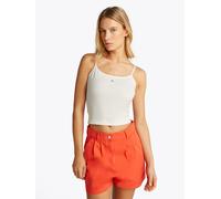 Tanktop TOMMY JEANS "TJW 2PACK ESSENTIAL STRAP TOP", Damen, Gr. L (40), schwarz (ecru, schwarz), Jersey, Obermaterial: 95% Baumwolle, 5% Elasthan, unifarben, figurbetont kurz, eckiger Ausschnitt, Tops