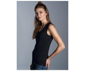 Tanktop TRIGEMA "TRIGEMA Trägershirt aus Viskose", Damen, Gr. L, schwarz, Single Jersey, 94% Viskose, 6% Elastan, Basic, lang, V-Ausschnitt, Tops Tanktop (797430-L) schwarz