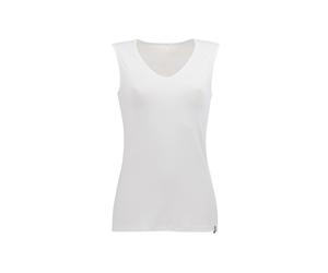 Tanktop TRIGEMA "TRIGEMA Trägershirt aus Viskose", Damen, Gr. XL, weiß, Single Jersey, 94% Viskose, 6% Elastan, Basic, lang, V-Ausschnitt, Tops Tanktop (488147-XL) weiß