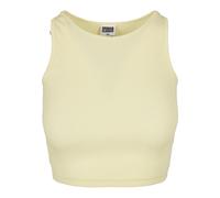 Tanktop URBAN CLASSICS "Urban Classics Damen Ladies Cropped Rib Top", Damen, Gr. 4XL, softgelb, 97% Baumwolle, 3% Elasthan, unifarben, slim fit, Tops Tanktop (44258243-4XL) softgelb