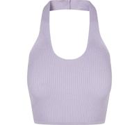 Tanktop URBAN CLASSICS "Urban Classics Damen Ladies Rib Knit Crossed Neckholder Top", Damen, Gr. S, lila, 35% Polyacryl, 35% Viskose, 30% Polyamid, unifarben, slim fit, Tops Tanktop (93302006-S) lila