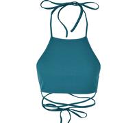 Tanktop URBAN CLASSICS "Urban Classics Damen Ladies Rib Trapeze Cropped Top", Damen, Gr. M, watergrün, 75% Polyester, 20% Viskose, 5% Elasthan, unifarben, slim fit, Tops Tanktop (79358939-M) watergrün