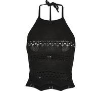 Tanktop URBAN CLASSICS "Urban Classics Damen Ladies Short Crochet Knit Neckholder Top", Damen, Gr. 3XL, schwarz, 100% Polyacryl, unifarben, slim fit, Neckholder, Shirts Tanktop (38641139-XXXL) schwarz