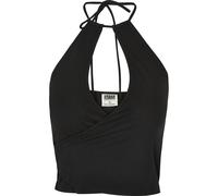 Tanktop URBAN CLASSICS "Urban Classics Damen Ladies Short Wraped Neckholder Top", Damen, Gr. XS, schwarz, 95% Baumwolle, 5% Elasthan, unifarben, slim fit, Tops Tanktop (91949849-XS) schwarz