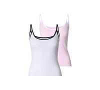 Tanktop URBAN CLASSICS "Urban Classics Ladies Contrast Basic Top 2-Pack", Damen, Gr. 4XL, blushedrose, weiß, weiß, schwarz, 95% Baumwolle, 5% Elasthan, unifarben, normal, ohne Ausschnitt, Tops Tanktop
