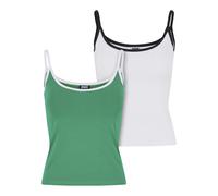 Tanktop URBAN CLASSICS "Urban Classics Ladies Contrast Basic Top 2-Pack", Damen, Gr. 4XL, froggrün, weiß, weiß, schwarz, 95% Baumwolle, 5% Elasthan, unifarben, normal, Tops Tanktop (53359507-4XL) frog