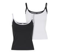 Tanktop URBAN CLASSICS "Urban Classics Ladies Contrast Basic Top 2-Pack", Damen, Gr. 4XL, schwarz, weiß, weiß, schwarz, 95% Baumwolle, 5% Elasthan, unifarben, normal, Tops Tanktop (54709311-4XL) schwa