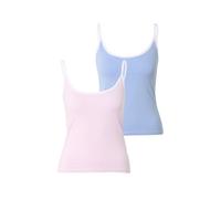 Tanktop URBAN CLASSICS "Urban Classics Ladies Contrast Basic Top 2-Pack", Damen, Gr. XXL, powderblau, weiß, blushedrose, weiß, 95% Baumwolle, 5% Elasthan, unifarben, normal, Tops Tanktop (75501268-XXL