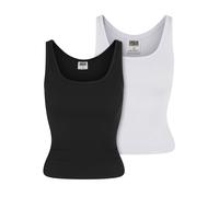 Tanktop URBAN CLASSICS "Urban Classics Ladies Organic Basic Rib Top 2-Pack", Damen, Gr. XXL, schwarz-weiß (schwarz, weiß), 95% Baumwolle (Bio), 5% Elasthan, unifarben, skinny fit, Tops Tanktop (694562
