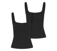 Tanktop URBAN CLASSICS "Urban Classics Ladies Wide Neck Rib Top 2-Pack", Damen, Gr. 5XL, schwarz, schwarz, 95% Baumwolle (Bio), 5% Elasthan, unifarben, normal, Tops Tanktop (94019343-5XL) schwarz, sch
