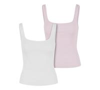 Tanktop URBAN CLASSICS "Urban Classics Ladies Wide Neck Rib Top 2-Pack", Damen, Gr. XL, weiß, blushedrose, 95% Baumwolle (Bio), 5% Elasthan, unifarben, normal, Tops Tanktop (38431439-XL) weiß, blushed