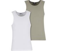 Tanktop URBAN CLASSICS "Urban Classics Ribbed Undershirt 2-Pack", Herren, Gr. XXL, paleolive, weiß, 95% Baumwolle, 5% Elasthan, unifarben, normal, Tops Tanktop (70147813-XXL)