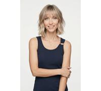 Tanktop VERO MODA "VMKIKI S/L O-NECK TOP JRS BTQ", Damen, Gr. M, blau (navy blazer detail:melange), Jersey, Obermaterial: 95% Viskose, 5% Elasthan, meliert, regular fit normal, Rundhals, Tops Tanktop,