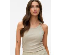 Tanktop VERO MODA "VMKIKI S/L O-NECK TOP JRS BTQ", Damen, Gr. S, beige (birch detail:melange), Jersey, Obermaterial: 95% Viskose, 5% Elasthan, meliert, regular fit normal, Rundhals, Tops Tanktop, Visk