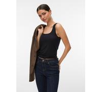 Tanktop VERO MODA "VMKYLIE SHORT TANK TOP JRS NOOS", Damen, Gr. L, schwarz, Jersey, Obermaterial: 90% Lyocell, 10% Elasthan, unifarben, normal taillenlang, tiefer Rundhals, Tops Tanktop (62444241-L) s