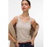 Tanktop VERO MODA "VMKYLIE SHORT TANK TOP JRS NOOS", Damen, Gr. XL, light grau melange, Jersey, Obermaterial: 90% Lyocell, 10% Elasthan, meliert, unifarben, normal taillenlang, tiefer Rundhals, Tops T