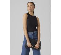 Tanktop VERO MODA "VMLAVENDER SL TOP VMA JRS NOOS", Damen, Gr. XL, schwarz, Jersey, Obermaterial: 95% Baumwolle, 5% Elasthan, unifarben, Basic, figurbetont normal, Rundhals, Tops Tanktop, mit Rundhals