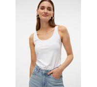 Tanktop VERO MODA "VMLULU LONG TANK TOP JRS GA NOOS", Damen, Gr. M, weiß (hellweiß), Jersey, Obermaterial: 95% Baumwolle, 5% Elasthan, unifarben, regular fit normal, Rundhals, Tops Tanktop, Baumwollmi