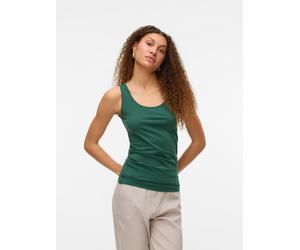 Tanktop VERO MODA "VMLULU LONG TANK TOP JRS GA NOOS", Damen, Gr. XS, grün (dunkelgrün), Jersey, Obermaterial: 95% Baumwolle, 5% Elasthan, unifarben, regular fit normal, Rundhals, Tops Tanktop, Baumwol