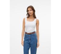 Tanktop VERO MODA "VMLULU SL TANK TOP NOOS", Damen, Gr. S, weiß (hellweiß), Jersey, Obermaterial: 95% Baumwolle, 5% Elasthan, unifarben, normal, Rundhals, Tops Tanktop (21933969-S) hellweiß