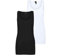 Tanktop VERO MODA "VMMAXI MY SOFT LONG TANK TOP 2-PACK", Damen, Gr. XL, schwarz-weiß (schwarz, hellweiß), Jersey, Obermaterial: 95% Baumwolle, 5% Elasthan, unifarben, hüftbedeckend, Rundhals, Tops Tan