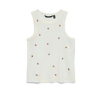 Tanktop VERO MODA "VMNAJA TANK TOP BOX JRS", Damen, Gr. L, snow weiß aop:peach, Jersey, Obermaterial: 95% Baumwolle, 5% Elasthan, bedruckt, normal, Rundhals, Tops Tanktop, Baumwollmischung (37879940-L