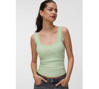 Tanktop VERO MODA "VMNANA LACE TANK TOP JRS NOOS", Damen, Gr. S, grün (fog grün), Jersey, Obermaterial: 96% Baumwolle, 4% Elasthan, unifarben, normal, Rundhals, Tops Tanktop, Baumwollmischung (3770026