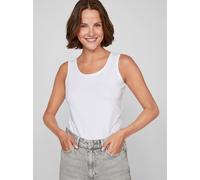 Tanktop VILA "VINORA TANK TOP - NOOS", Damen, Gr. XXL, weiß (hellweiß), Jersey, Obermaterial: 96% Baumwolle, 4% Elasthan, unifarben, regular fit normal, Rundhals, Tops Tanktop (21099111-XXL) hellweiß