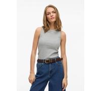 Tanktop VILA "VISOLA S/L TANK TOP - NOOS", Damen, Gr. XXL, grau (light grau melange), Jersey, Obermaterial: 57% Baumwolle, 38% Polyester, 5% Elasthan, unifarben, slim fit normal, Rundhals, Tops Tankto