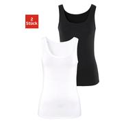 Tanktop VIVANCE "aus elastischer Baumwoll-Qualität" Gr. 44/46, schwarz-weiß (schwarz, weiß), Damen, Single Jersey, Obermaterial: 95% Baumwolle, 5% Elasthan, unifarben, Tops (649182-44) schwarz, weiß