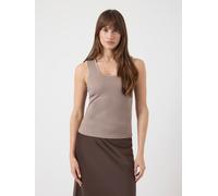 Tanktop Y.A.S "YASPALOMA TANK TOP NOOS", Damen, Gr. M, grau (taupe gray), Jersey, Obermaterial: 67% Viskose, 30% Polyester, 3% Elasthan, unifarben, slim fit normal, Rundhals, Tops Tanktop, mit Satinpa
