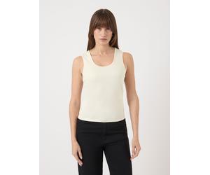 Tanktop Y.A.S "YASPALOMA TANK TOP NOOS", Damen, Gr. XS, weiß (pristine), Jersey, Obermaterial: 67% Viskose, 30% Polyester, 3% Elasthan, unifarben, slim fit normal, Rundhals, Tops Tanktop, mit Satinpas