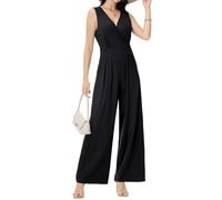 Tanmolo Damen Jumpsuit Elegant Festlich Sommer Ärmellos Overall Weites Bein Romper Mit Taschen Kurz Schwarz, 3XL