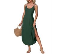 Tanmolo Damen Maxikleid Sommer - Ärmellos, Doppelträger, Lockerer Rundsaum, Casual Strandkleid, Leicht & Fließend, Ideal für Urlaub, Beachwear, Alltag Freizeit 2XL Grün