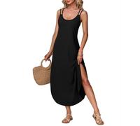 Tanmolo Damen Maxikleid Sommer - Ärmellos, Doppelträger, Lockerer Rundsaum, Casual Strandkleid, Leicht & Fließend, Ideal für Urlaub, Beachwear, Alltag Freizeit L Schwarz