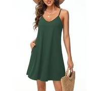 Tanmolo Damen Sommer Kleid Rmellos Kurz Strandkleid Spaghettitrger Knielangen Freizeitkleid S Grün
