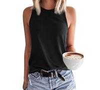 Tanmolo Damen Tank Top Ärmellos Oberteile Sommer Tanktops Blusentop Strand Sexy Vest Top Bluse Schwarz, XXL