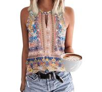 Tanmolo Damen Tank Top Ärmellos Oberteile Sommer Tanktops V-Ausschnitt Blusentop Strand Sexy Vest Top Bluse Boho, L