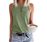 Tanmolo Damen Tank Top Ärmellos Oberteile Sommer Tanktops V-Ausschnitt Blusentop Strand Sexy Vest Top Bluse Hellgrün, M