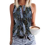 Tanmolo Damen Tank Top Ärmellos Oberteile Sommer Tanktops V-Ausschnitt Blusentop Strand Sexy Vest Top Bluse Blauer Schmetterling, S