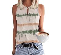 Tanmolo Damen Tank Top Ärmellos Oberteile Sommer Tanktops V-Ausschnitt Blusentop Strand Sexy Vest Top Bluse Streifen, XL