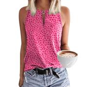 Tanmolo Damen Tank Top Ärmellos Oberteile Sommer Tanktops V-Ausschnitt Blusentop Strand Sexy Vest Top Bluse Leopard-Rosa, S