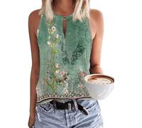 Tanmolo Damen Tank Top Ärmellos Oberteile Sommer Tanktops V-Ausschnitt Blusentop Strand Sexy Vest Top Bluse Grün, XL