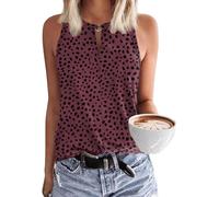 Tanmolo Damen Tank Top Ärmellos Oberteile Sommer Tanktops V-Ausschnitt Blusentop Strand Sexy Vest Top Bluse Leopard-Mauve, XXL
