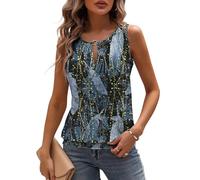 Tanmolo Damen Tank Top Ärmellos Tanktops Sommer Oberteile V-Ausschnitt Blusentop Sexy Vest Top Schlüsselloch Bluse Blauer Schmetterling, XXL