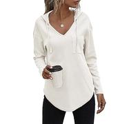 Tanmolo Kapuzenpullover Damen Baumwolle Hoodie Pullover Sweatshirt Langarm Tops Casual Oberteile Weiß, S