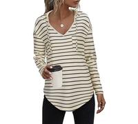 Tanmolo Kapuzenpullover Damen Baumwolle Hoodie Pullover Sweatshirt Langarm Tops Casual Oberteile Weiß-Schwarz, M