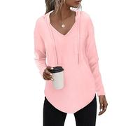 Tanmolo Kapuzenpullover Damen Leichter Pullover Hoodie Sweatshirs mit Taschen für den Herbst Hellrosa, XS