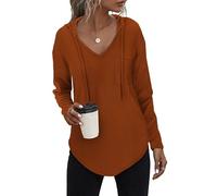 Tanmolo Kapuzenpullover Damen Leichter Pullover Hoodie Sweatshirs mit Taschen für den Herbst Karamell, 3XL